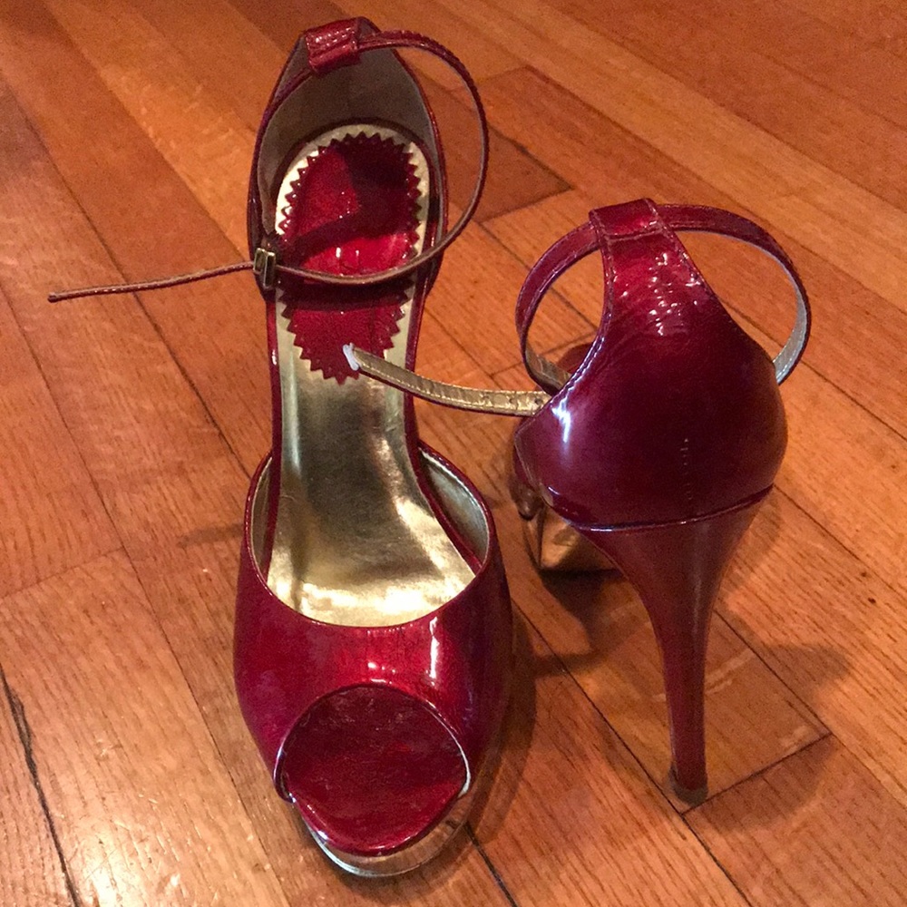 Aldo Red Patent Leather Peep Toe Heel - Picture 4 of 5